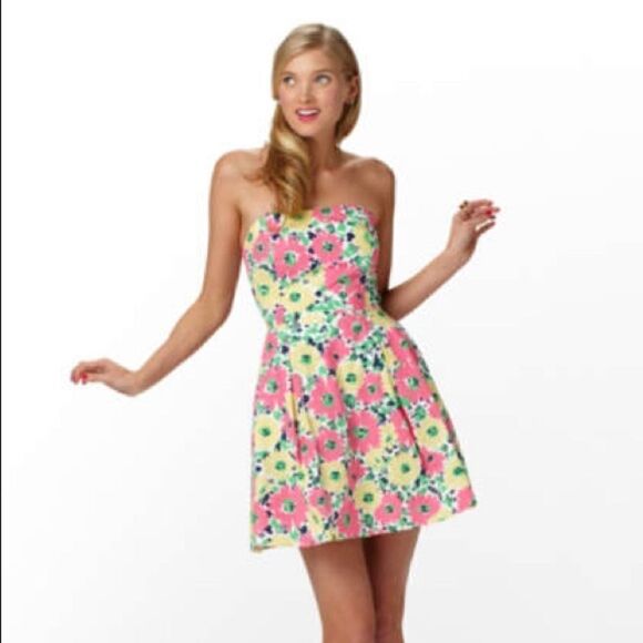 Lilly Pulitzer 2 Felicity dress strapless floral - Picture 1 of 4